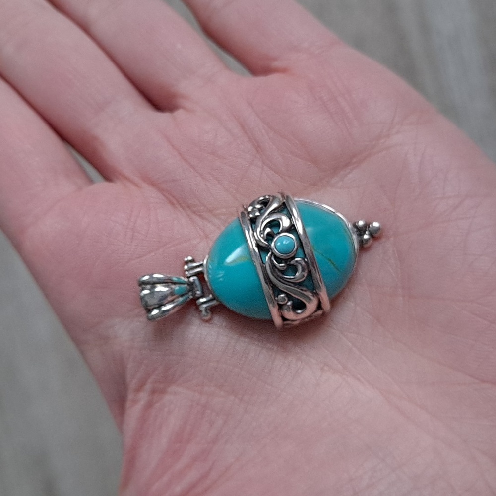 Sterling silver and turquoise pendant - Picture 9 of 11